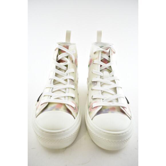 Dior Mens B23 Floral Technical Canvas White High Top Lace Up Flat Sneaker 40 7 - Picture 5 of 11
